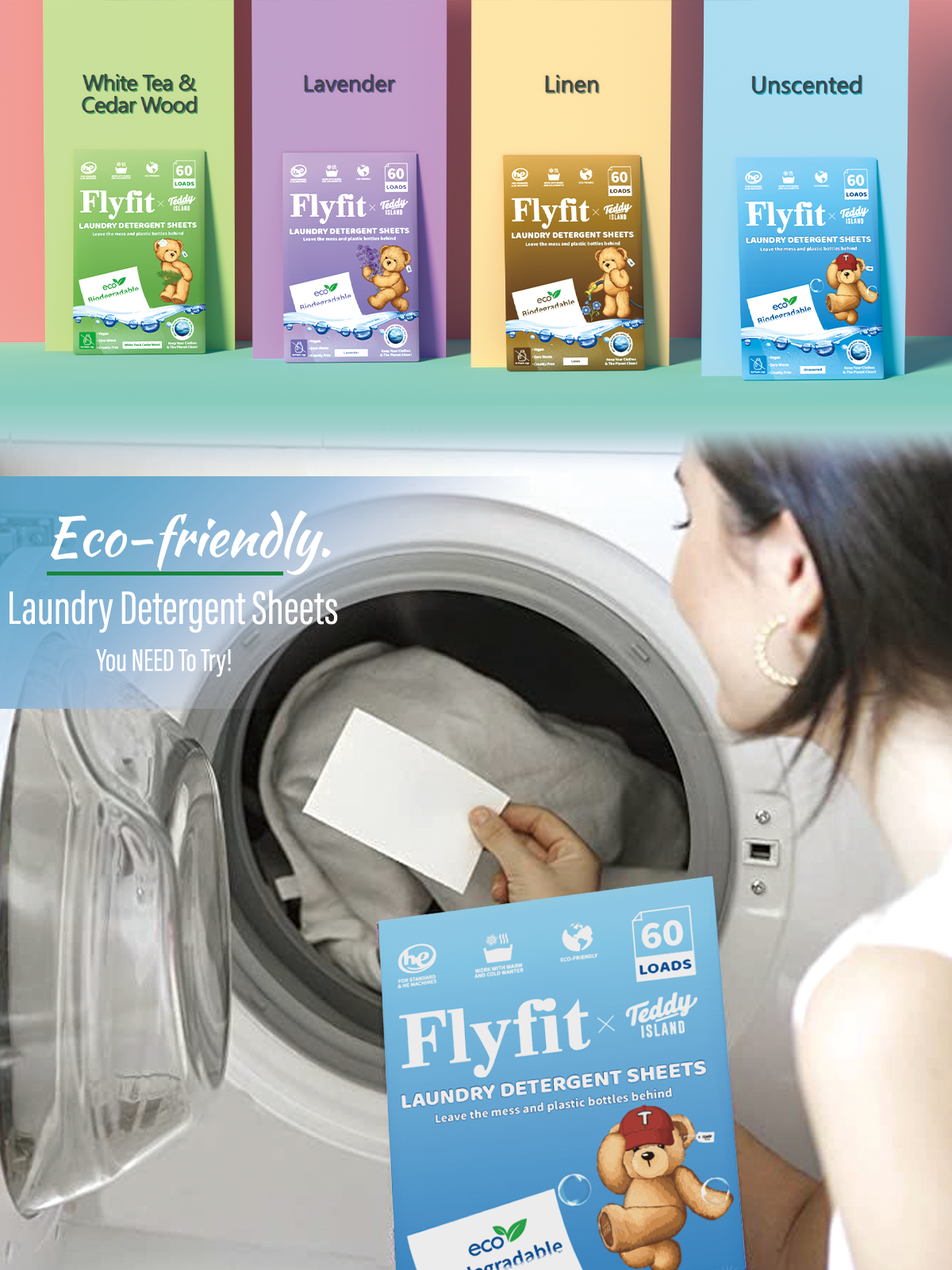 Flyfit Total dissolution Laundry detergent sheets